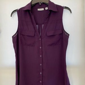 Plum Colored Button-up Sleeveless Top